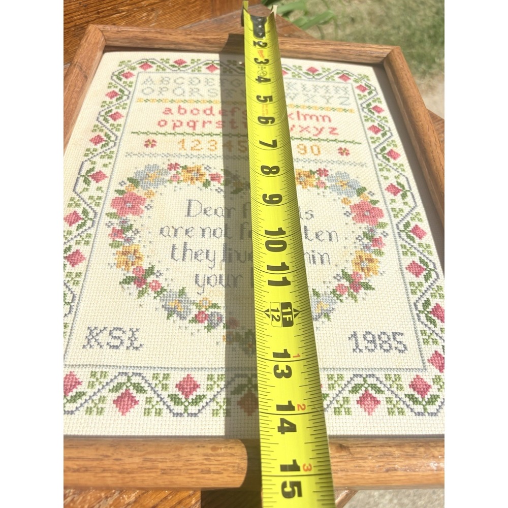 Vintage Framed Cross Stitch Sampler Dear Friends Live Within Your Heart 12 X 15 - Picture 8 of 9